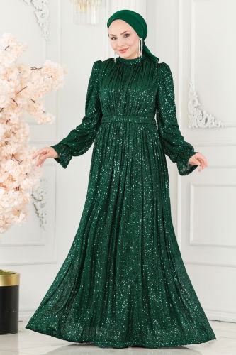 moda selvim Evening Wear 4496D170 Emerald - Thumbnail