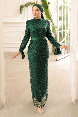 moda selvim Evening Wear 4540D170 Emerald - Thumbnail