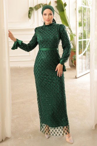 moda selvim Evening Wear 4540D170 Emerald - Thumbnail