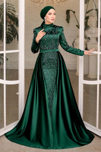 moda selvim Evening Wear 4562D170 Emerald - Thumbnail