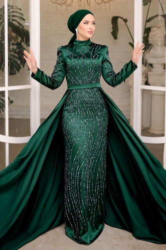 moda selvim Evening Wear 4562D170 Emerald - Thumbnail