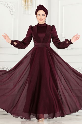 moda selvim Evening Wear 4570D170 Damson - Thumbnail