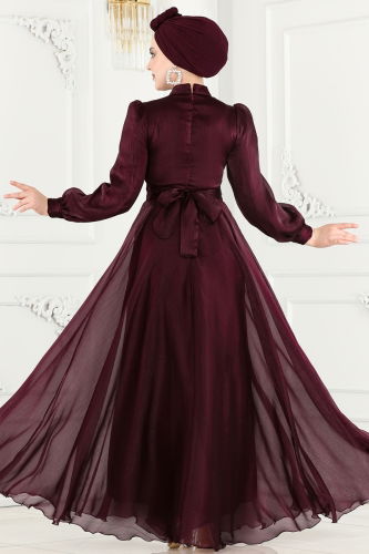 moda selvim Evening Wear 4570D170 Damson - Thumbnail