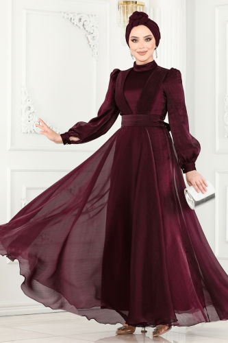 moda selvim Evening Wear 4570D170 Damson - Thumbnail