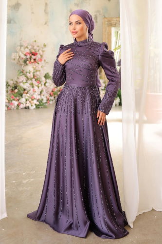 moda selvim Evening Wear 4589D170 Lilac - Thumbnail