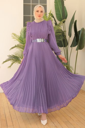 moda selvim Evening Wear 4643D170 Lilac - Thumbnail