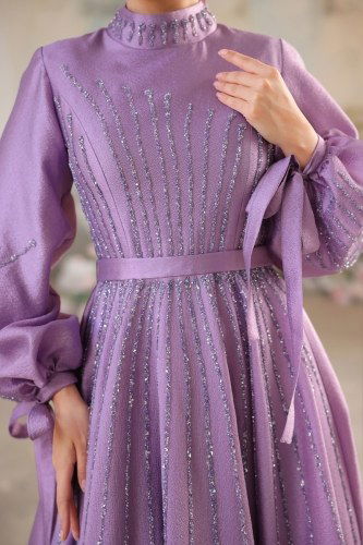 moda selvim Evening Wear 4679SRH861 Lilac - Thumbnail