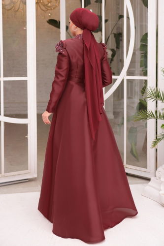 moda selvim Evening Wear 5170PCT864 Claret Red - Thumbnail