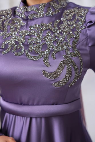 moda selvim Evening Wear 5172PCT864 Lilac - Thumbnail