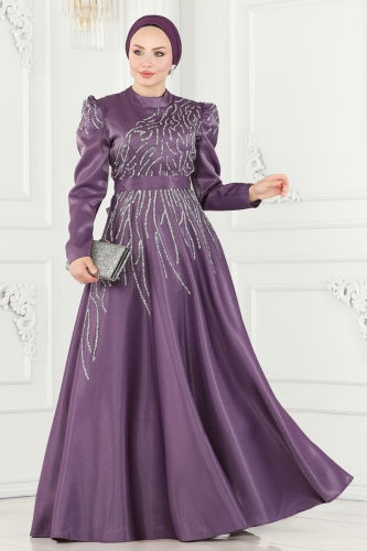 moda selvim Evening Wear 5226PCT864 Lilac - Thumbnail