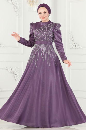 moda selvim Evening Wear 5226PCT864 Lilac - Thumbnail