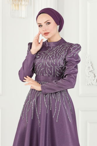 moda selvim Evening Wear 5226PCT864 Lilac - Thumbnail