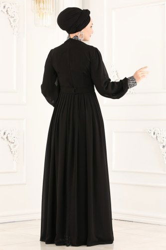 moda selvim Evening Wear 52863ALM181 Black - Thumbnail