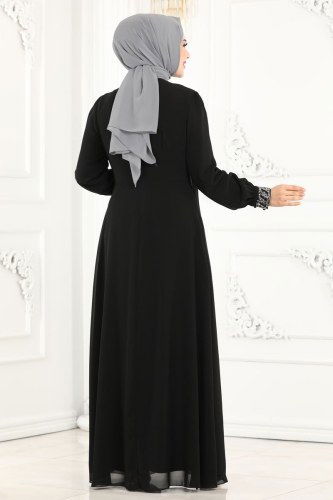 moda selvim Evening Wear 52864ALM181 Black - Thumbnail