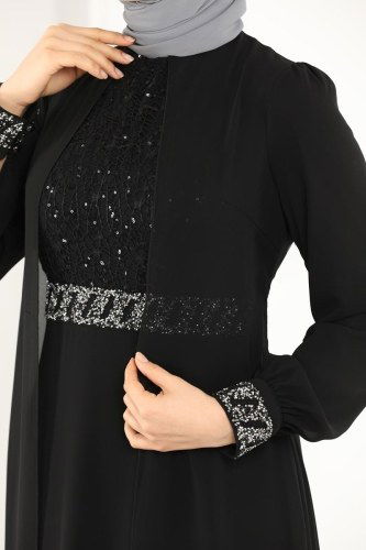 moda selvim Evening Wear 52864ALM181 Black - Thumbnail