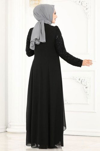 moda selvim Evening Wear 52866ALM181 Black - Thumbnail