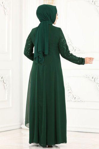 moda selvim Evening Wear 52866ALM181 Emerald - Thumbnail