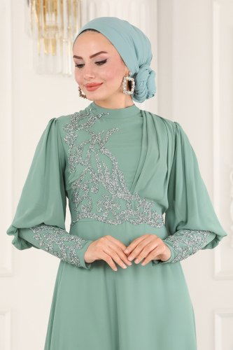 moda selvim Evening Wear 52867ALM181 Mint - Thumbnail