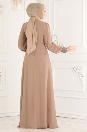 moda selvim Evening Wear 52869ALM181 Beige - Thumbnail