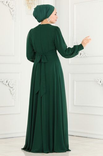 moda selvim Evening Wear 52872ALM181 Emerald - Thumbnail
