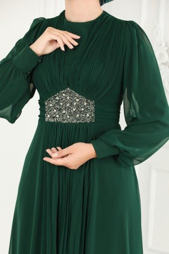 moda selvim Evening Wear 52872ALM181 Emerald - Thumbnail