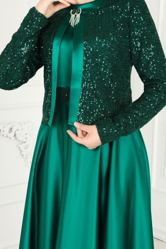 moda selvim Evening Wear 52881ALM181 Emerald - Thumbnail