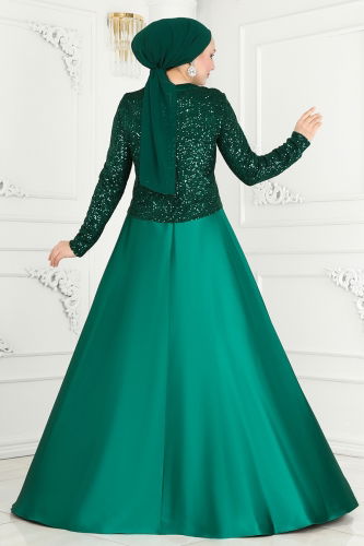 moda selvim Evening Wear 52881ALM181 Emerald - Thumbnail