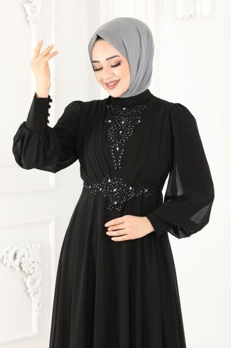 moda selvim Evening Wear 5337AB368 Black - Thumbnail