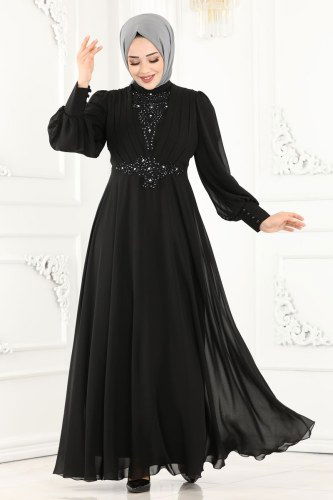 moda selvim Evening Wear 5337AB368 Black - Thumbnail