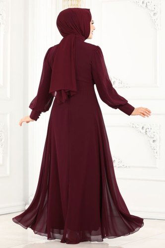 moda selvim 5337AB368 الخمري فساتين سهره - Thumbnail