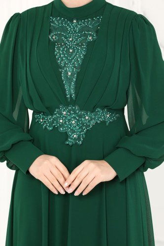 moda selvim 5337AB368 الزيتي فساتين سهره - Thumbnail