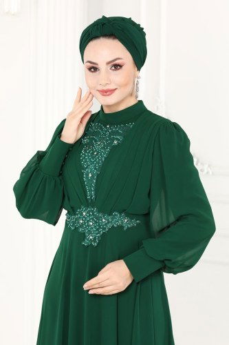 moda selvim 5337AB368 الزيتي فساتين سهره - Thumbnail