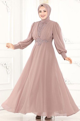 moda selvim Evening Wear 5337AB368 Powder - Thumbnail