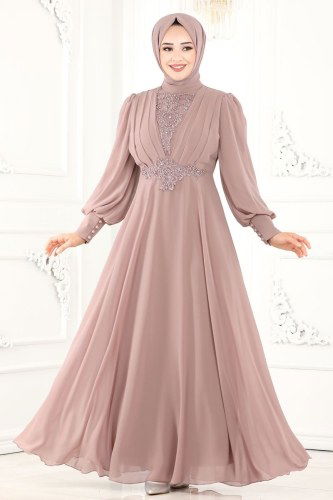 moda selvim Evening Wear 5337AB368 Powder - Thumbnail