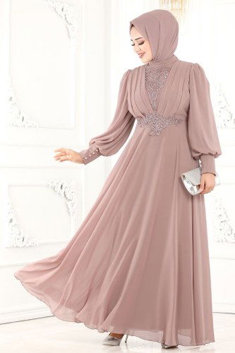 moda selvim Evening Wear 5337AB368 Powder - Thumbnail