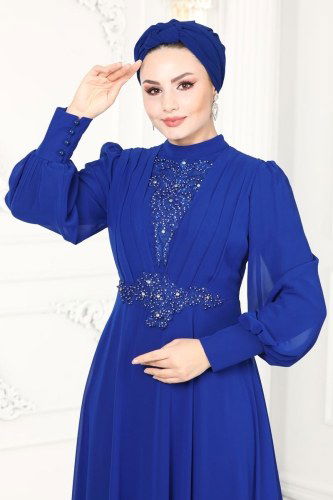 moda selvim Evening Wear 5337AB368 Saxon Blue - Thumbnail
