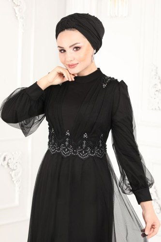 moda selvim Evening Wear 5359AB368 Black - Thumbnail