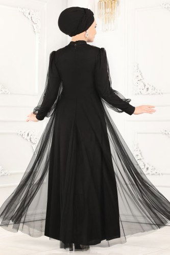 moda selvim 5359AB368 اسود فساتين سهره - Thumbnail