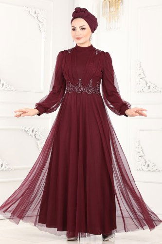 moda selvim 5359AB368 الخمري فساتين سهره - Thumbnail