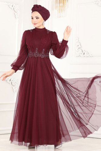 moda selvim 5359AB368 الخمري فساتين سهره - Thumbnail