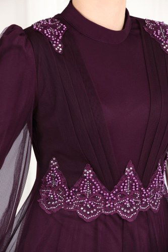 moda selvim Evening Wear 5359AB368 Damson - Thumbnail