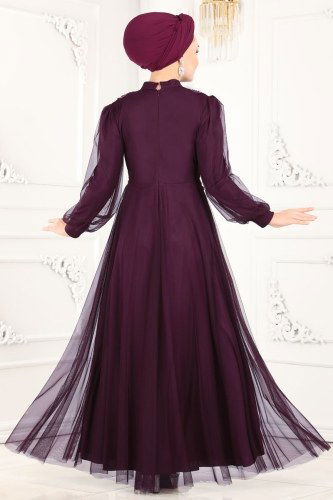 moda selvim Evening Wear 5359AB368 Damson - Thumbnail