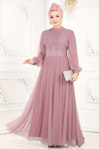 moda selvim Evening Wear 5359AB368 Dried Rose - Thumbnail