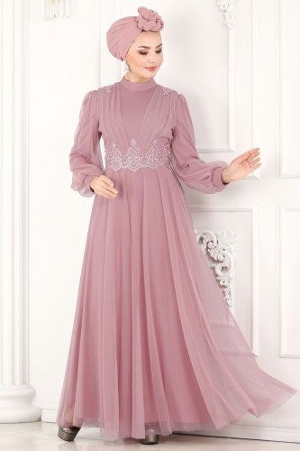 moda selvim Evening Wear 5359AB368 Dried Rose - Thumbnail