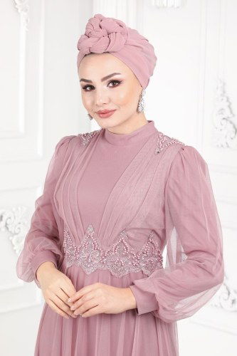 moda selvim 5359AB368 الزهري فساتين سهره - Thumbnail