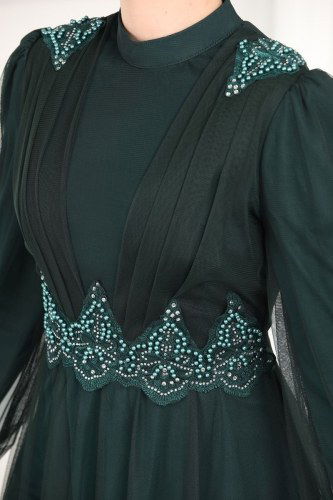 moda selvim Evening Wear 5359AB368 Emerald - Thumbnail
