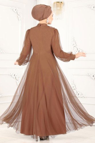 moda selvim 5359AB368 ترابي فساتين سهره - Thumbnail