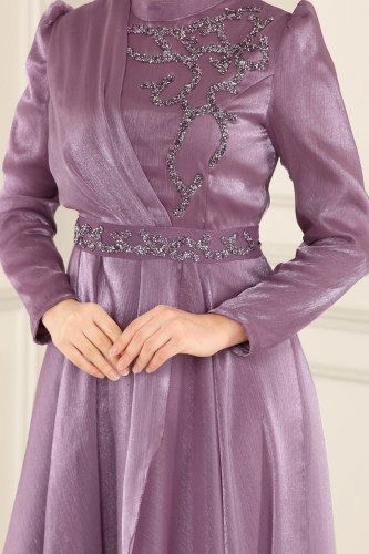 moda selvim Evening Wear 5371AB368 Lilac - Thumbnail
