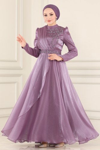 moda selvim Evening Wear 5371AB368 Lilac - Thumbnail