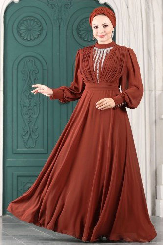 moda selvim Evening Wear 5377AB368 Tan - Thumbnail